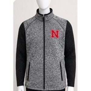 Nebraska Cornhuskers Jacket Mens XL  Carl Banks Fleece Full Zip Gray Sweater